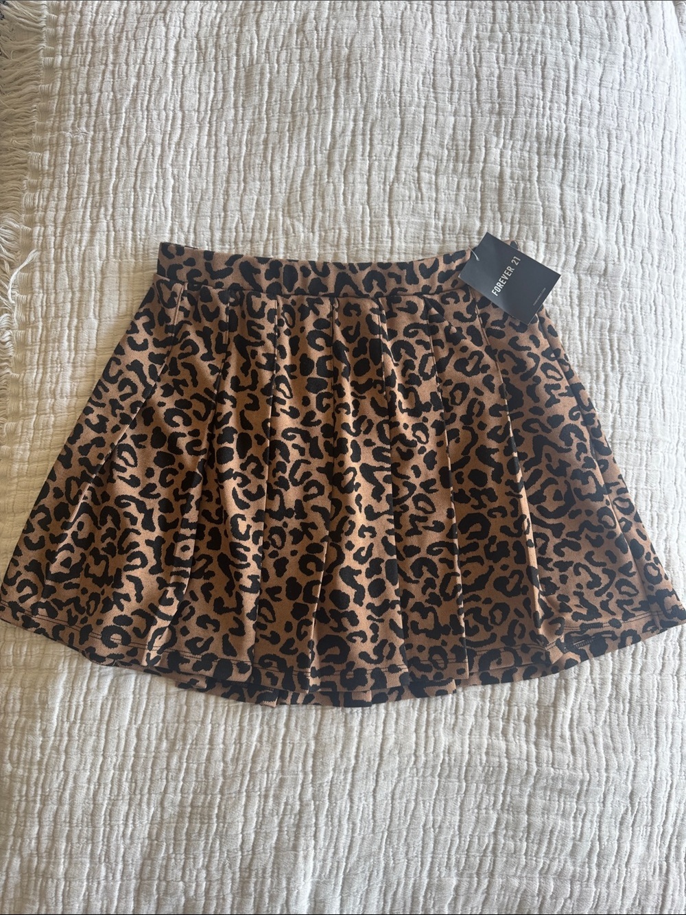 Forever 21 Tan and Black Leopard Print Circle Skirt